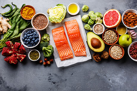 Photo: Display of healthy food.